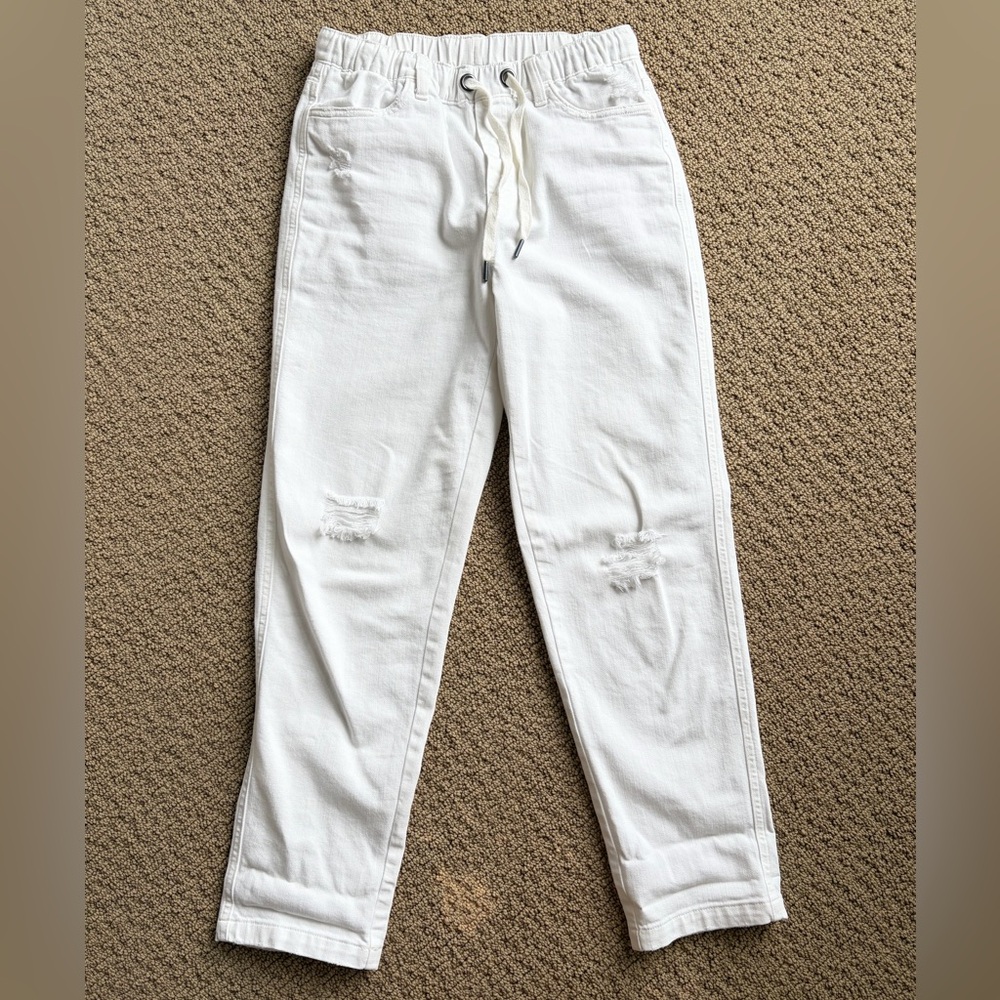 White aerie drawstring jeans